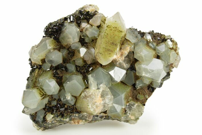 Sparkling Dark Green Epidote Crystals with Quartz - Turkey #303456